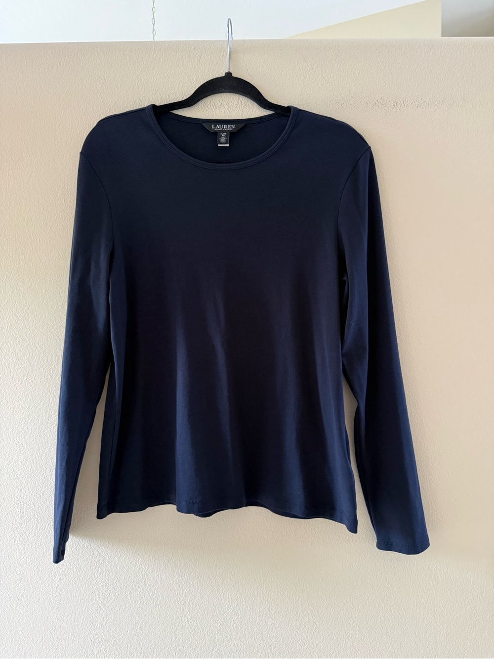 Lauren Ralph Lauren Navy Long Sleeve Crewneck Top - Classic Knit